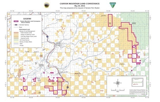 Map 2. Federal public lands given to the Cow Creek Band of Umpqua Tribe of Indians. Source- Committee on Natural Resources of the US House of Representatives.