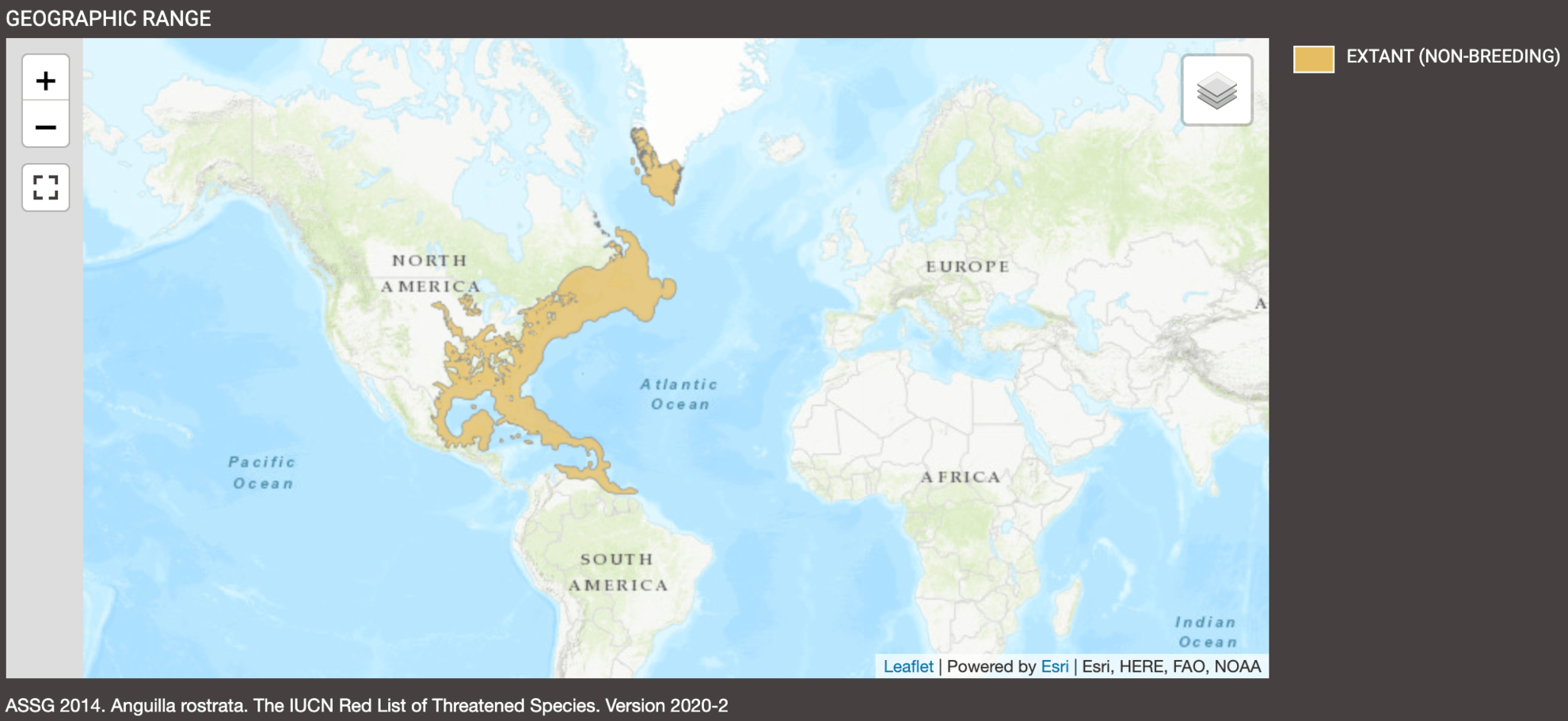 American Eel Range Map