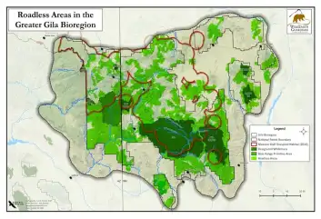 The dark green areas are designated wilderness, lighter green are roadless lands. (Map WildEarth Guardians)