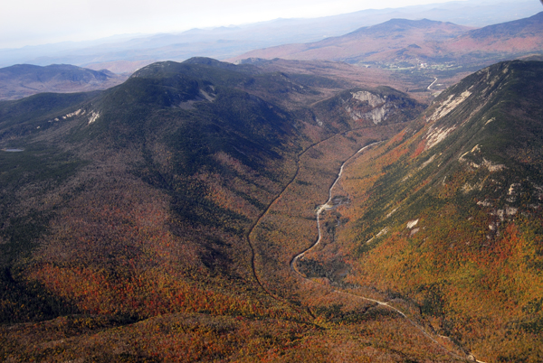 Glacial carved U-shaped valley in White Mountains.