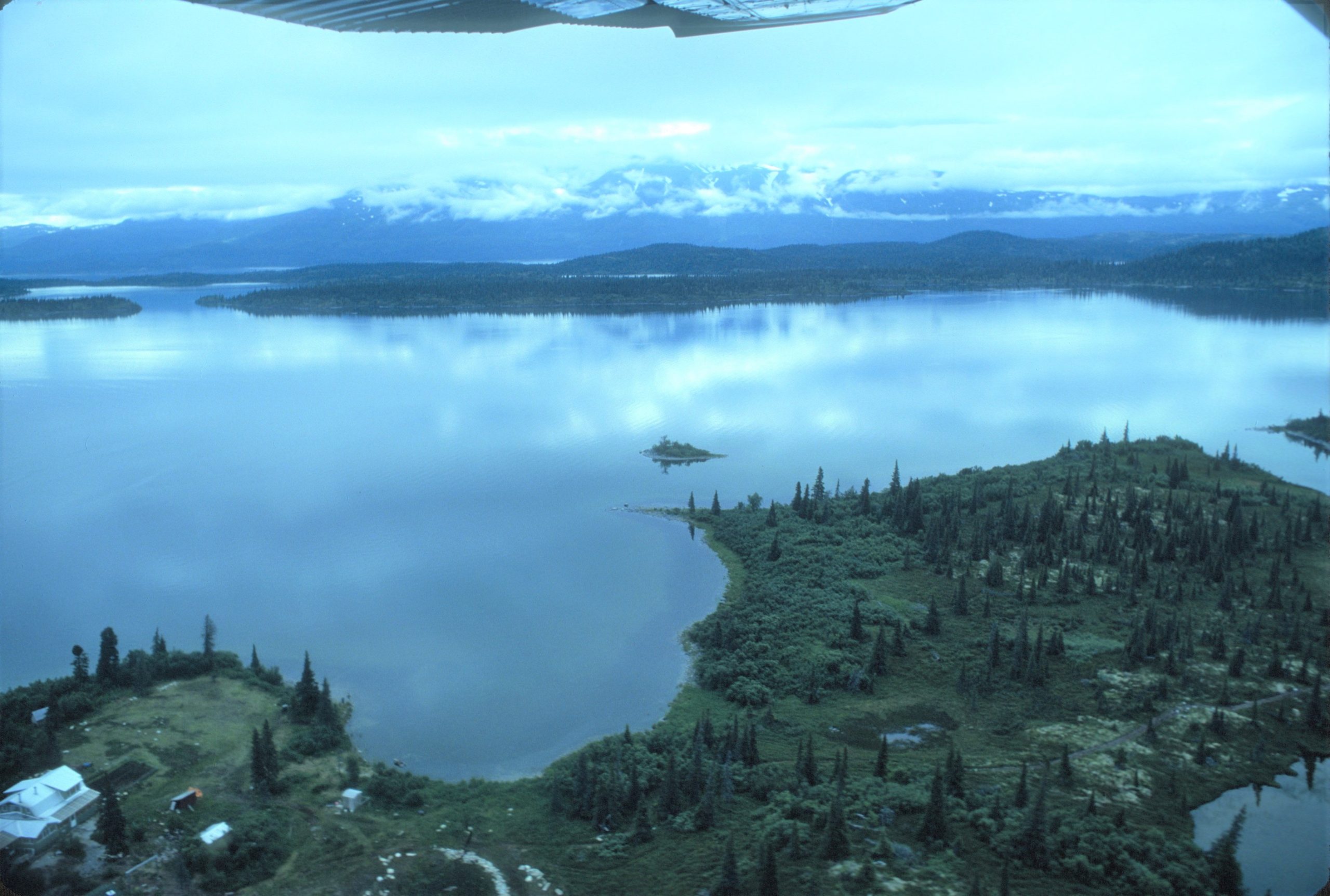 Air view of Pedro Bay area on Illiamna Lake, Alaska.