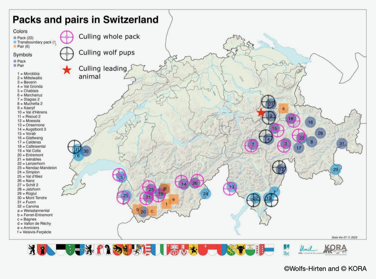 Switzerland wolf pack map